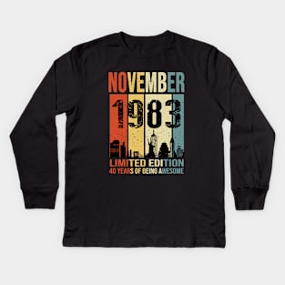 Made In 1983 November 40 Years Of Being Awesome Kids Long Sleeve T-Shirt